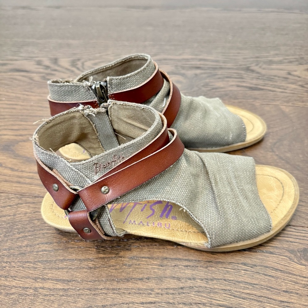 Blowfish Olive and Brown Strappy Sandals